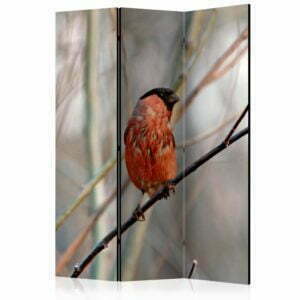3-teiliges Paravent - Bullfinch in the forest [Room Dividers]
