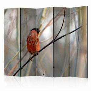 5-teiliges Paravent - Bullfinch in the forest II [Room Dividers]