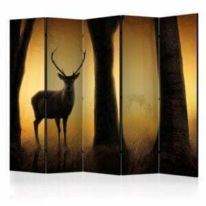 5-teiliges Paravent - Deer in his natural habitat II [Room Dividers]
