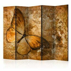 5-teiliges Paravent - butterfly (sepia) II [Room Dividers]