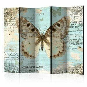 5-teiliges Paravent - Postcard with butterfly II [Room Dividers]
