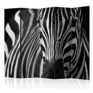 5-teiliges Paravent - White with black stripes II [Room Dividers]