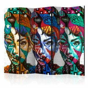5-teiliges Paravent - Colorful Faces II [Room Dividers]