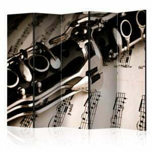 5-teiliges Paravent - Clarinet and music notes II [Room Dividers]
