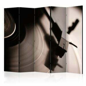 5-teiliges Paravent - Gramophone and vinyl record II [Room Dividers]