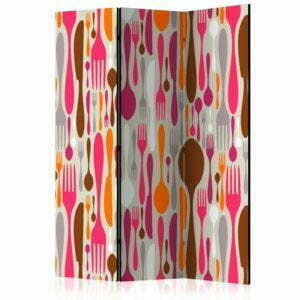3-teiliges Paravent - Cutlery - pink and violet [Room Dividers]