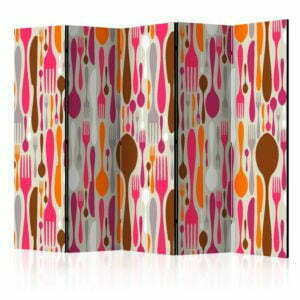 5-teiliges Paravent - Cutlery - pink and violet II [Room Dividers]