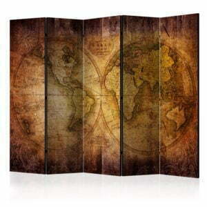 5-teiliges Paravent - World on old map II [Room Dividers]