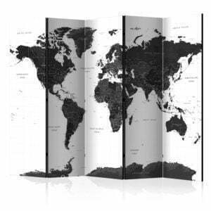 5-teiliges Paravent - Black and White Map II [Room Dividers]