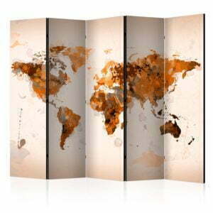 5-teiliges Paravent - World in brown shades II [Room Dividers]