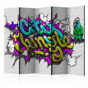 5-teiliges Paravent - City Jungle - graffiti II [Room Dividers]