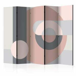5-teiliges Paravent - Geometric Wreath (Pink) II [Room Dividers]