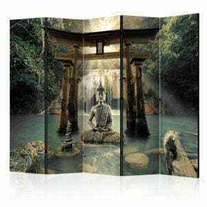 5-teiliges Paravent - Buddha Smile II [Room Dividers]