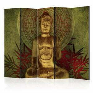 5-teiliges Paravent - Golden Buddha II [Room Dividers]
